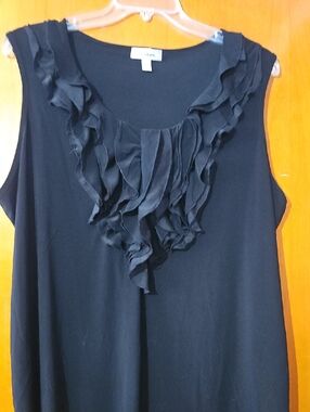 dressbarn Black Ruffle-Front Sleeveless Camisole